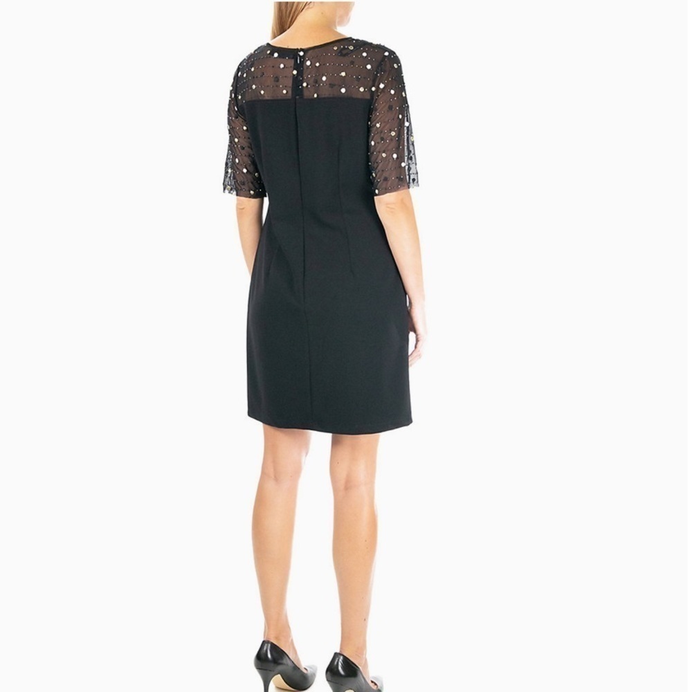Nina Leonard Black Beaded Sheath Dress Size medium - Picture 9 of 9